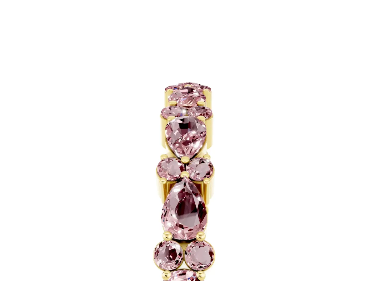 Pear and Round Morganite Wedding Band Yellow gold