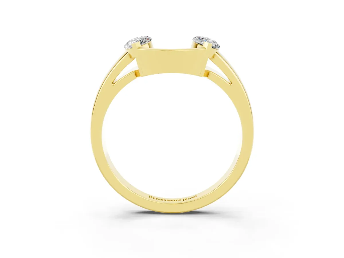 Marquise Moissanite Open Band Ring with Tension Setting Yellow gold