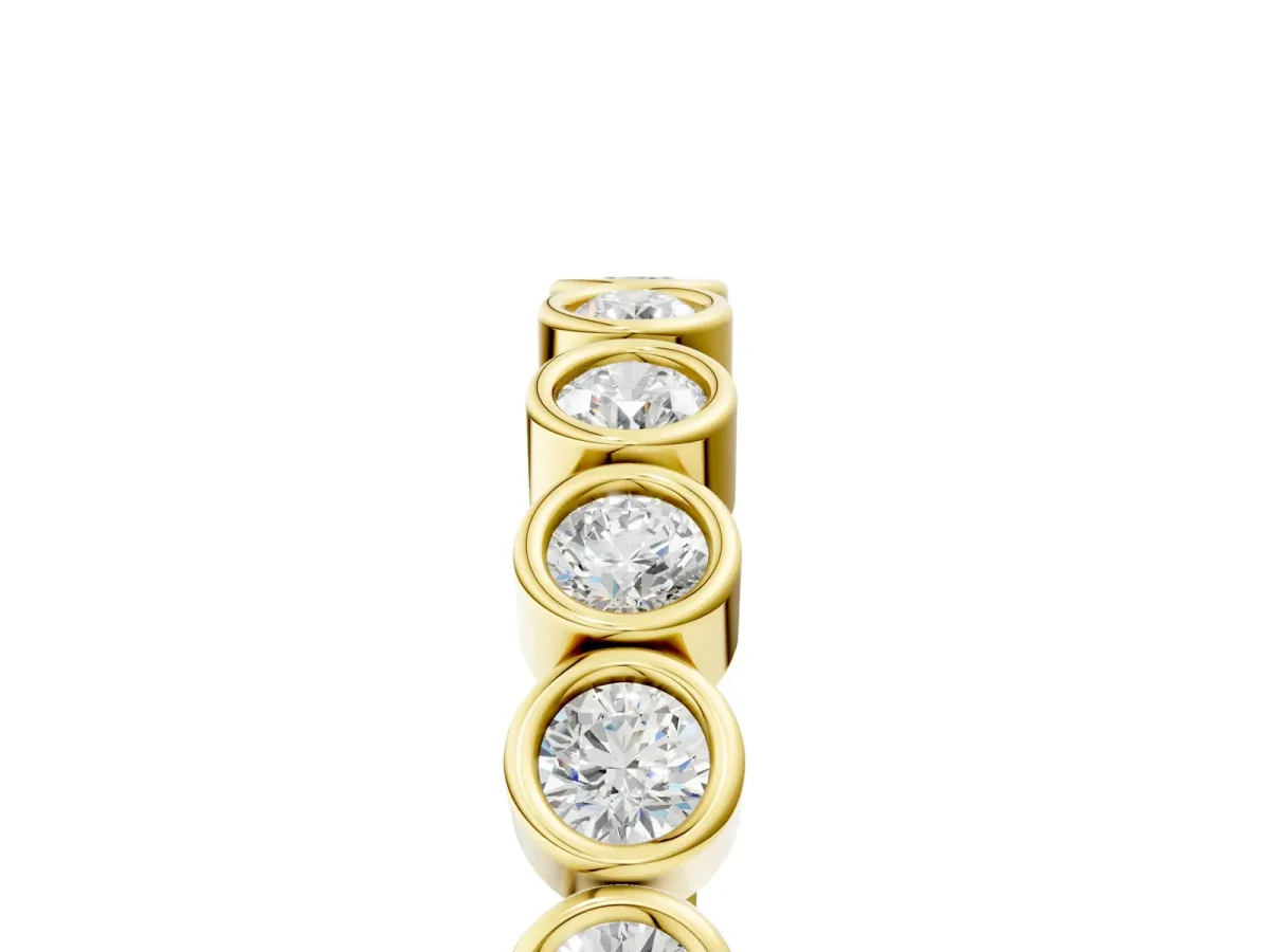 Bezel Set Round Diamond Eternity Band Yellow gold