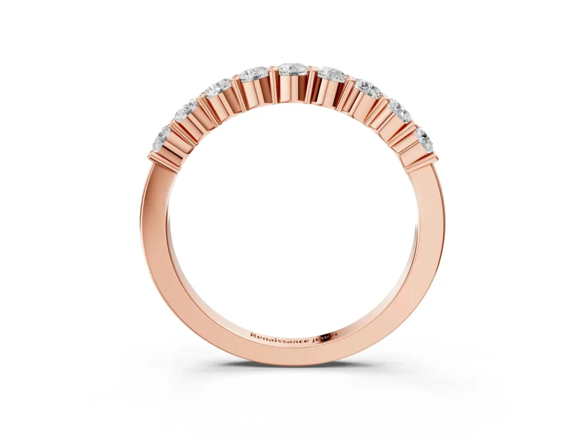 Round Diamond Prong Set Half-Eternity Band Rose gold