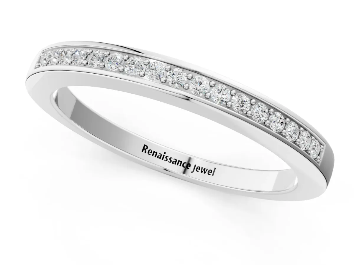 Round Diamond Half Eternity Pavé Band Silver