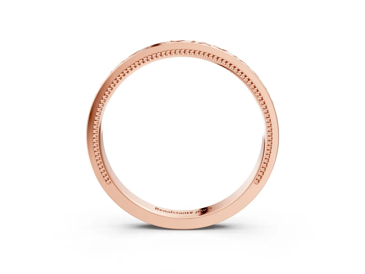Vintage Engraved Milgrain Band Rose gold