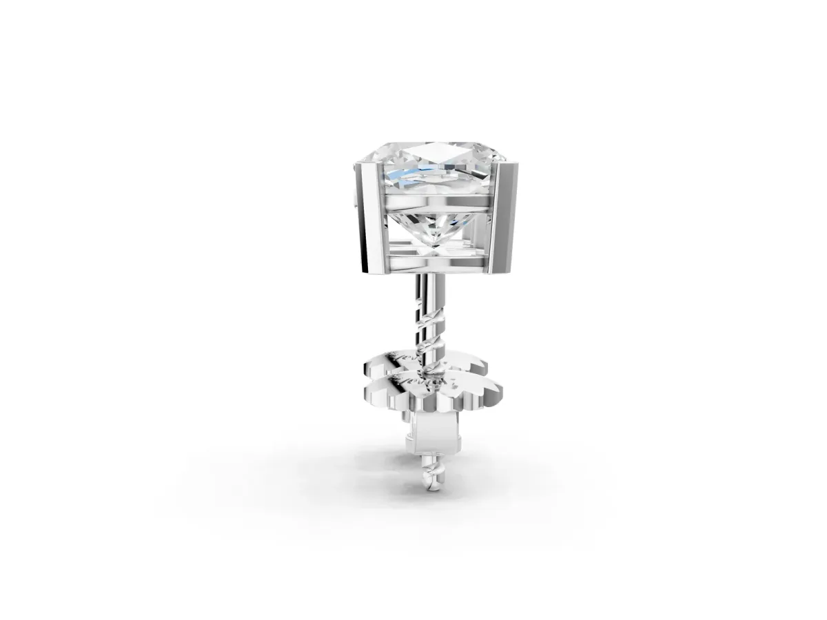 Cushion Cut Diamond Stud Earrings Silver