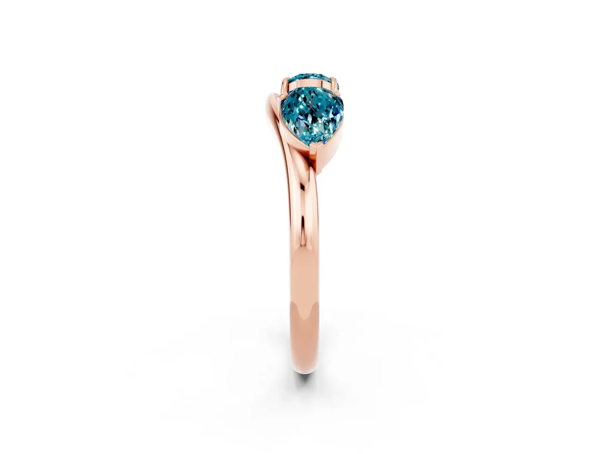 Two-Stone Pear Blue Topaz Bypass Ring with Prong Setting Rose gold
