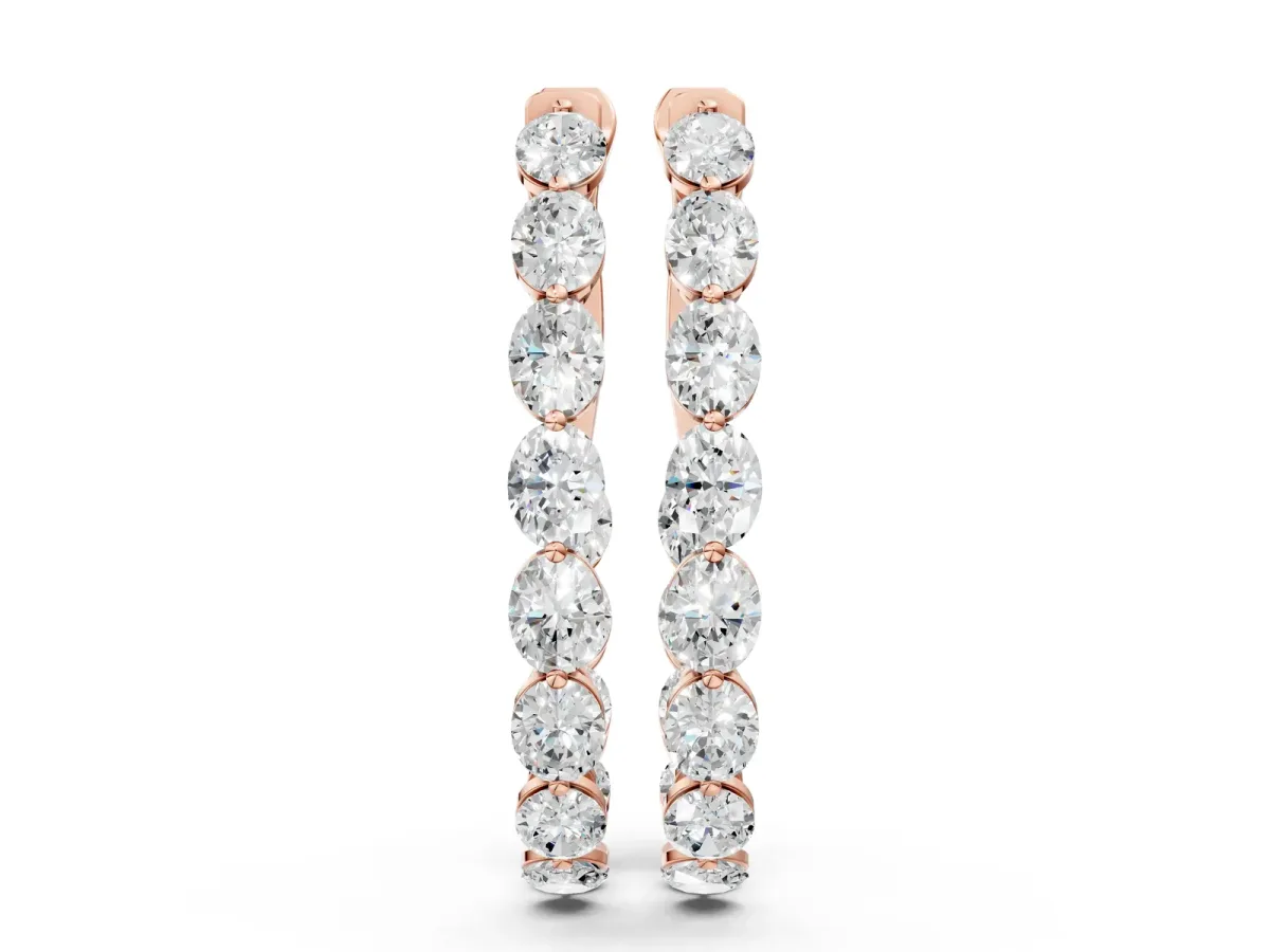 Oval Cut Diamond Inside-Out Hoop Earrings Rose gold