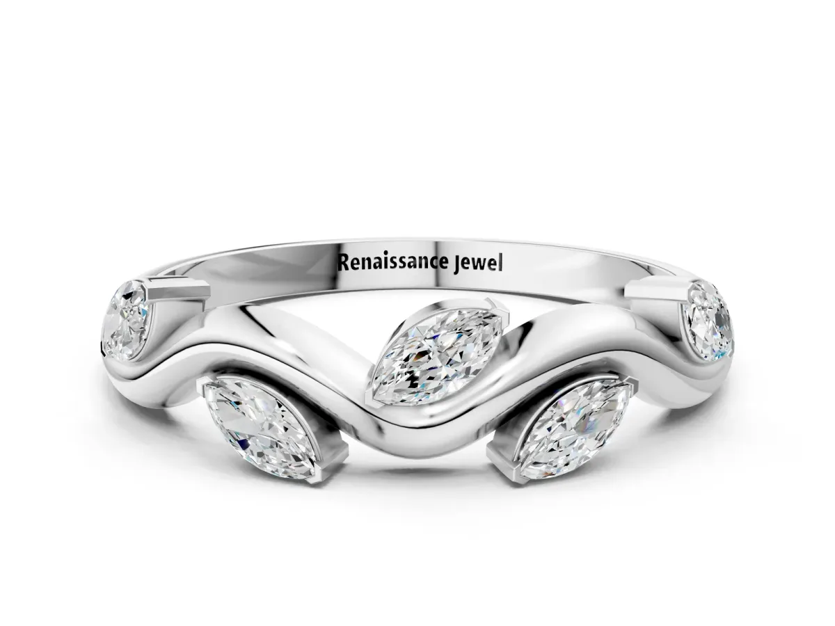 Marquise Diamond Twisted Band with Prong Setting Silver