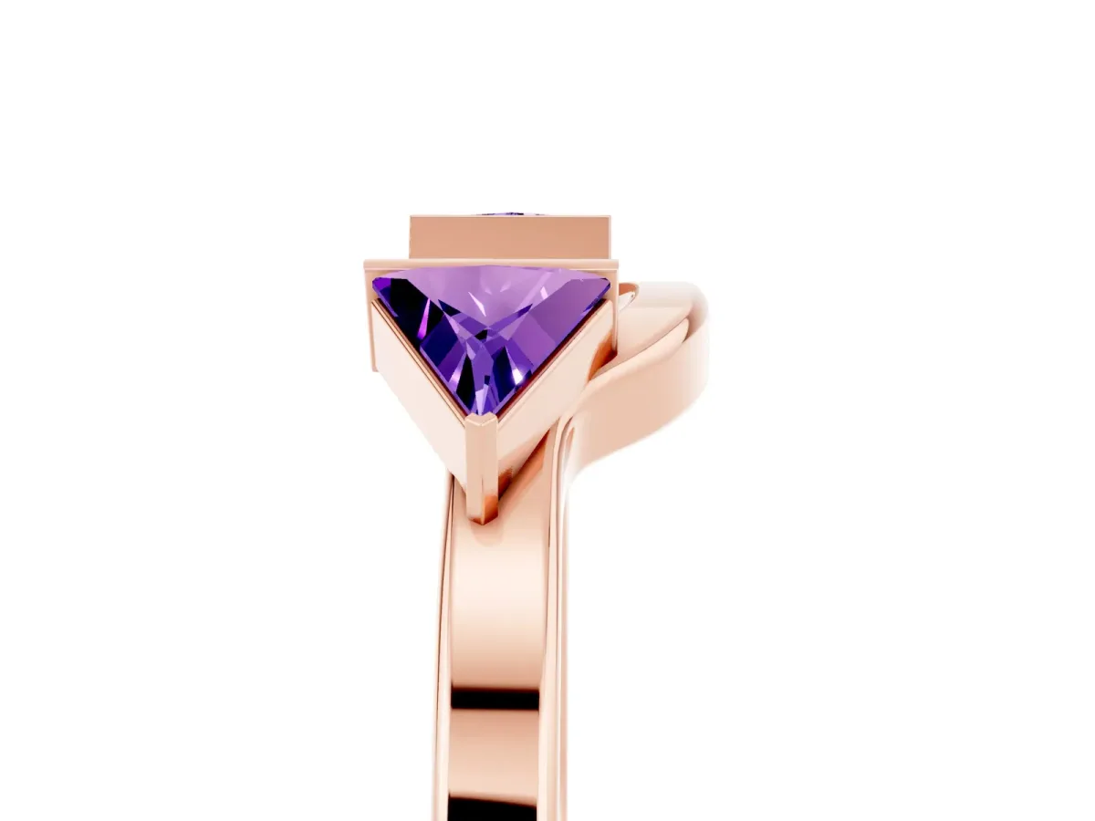 Trillion Tanzanite Open Band Ring with Bezel Setting Rose gold