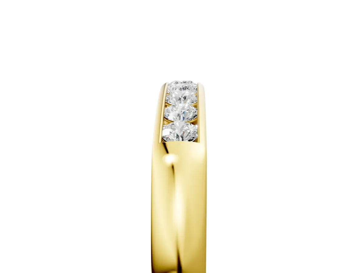 Channel Set Round Diamond Flat Band Yellow gold