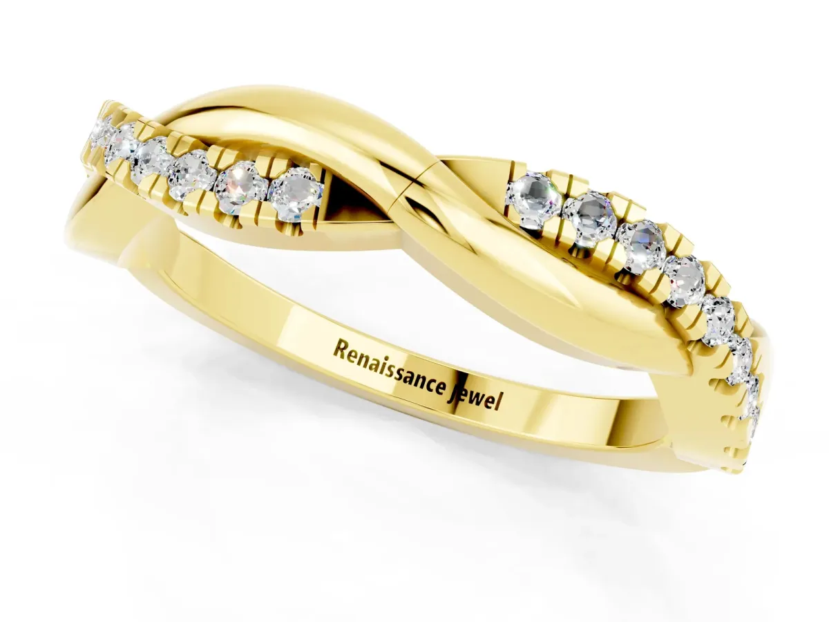 Round Moissanite Twisted Infinity Band with Prong Setting Yellow gold