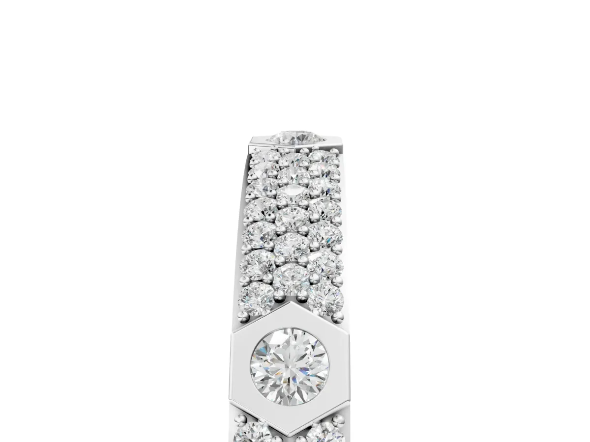 Round Diamond Pavé Promise Ring with Round Diamond Accents Silver