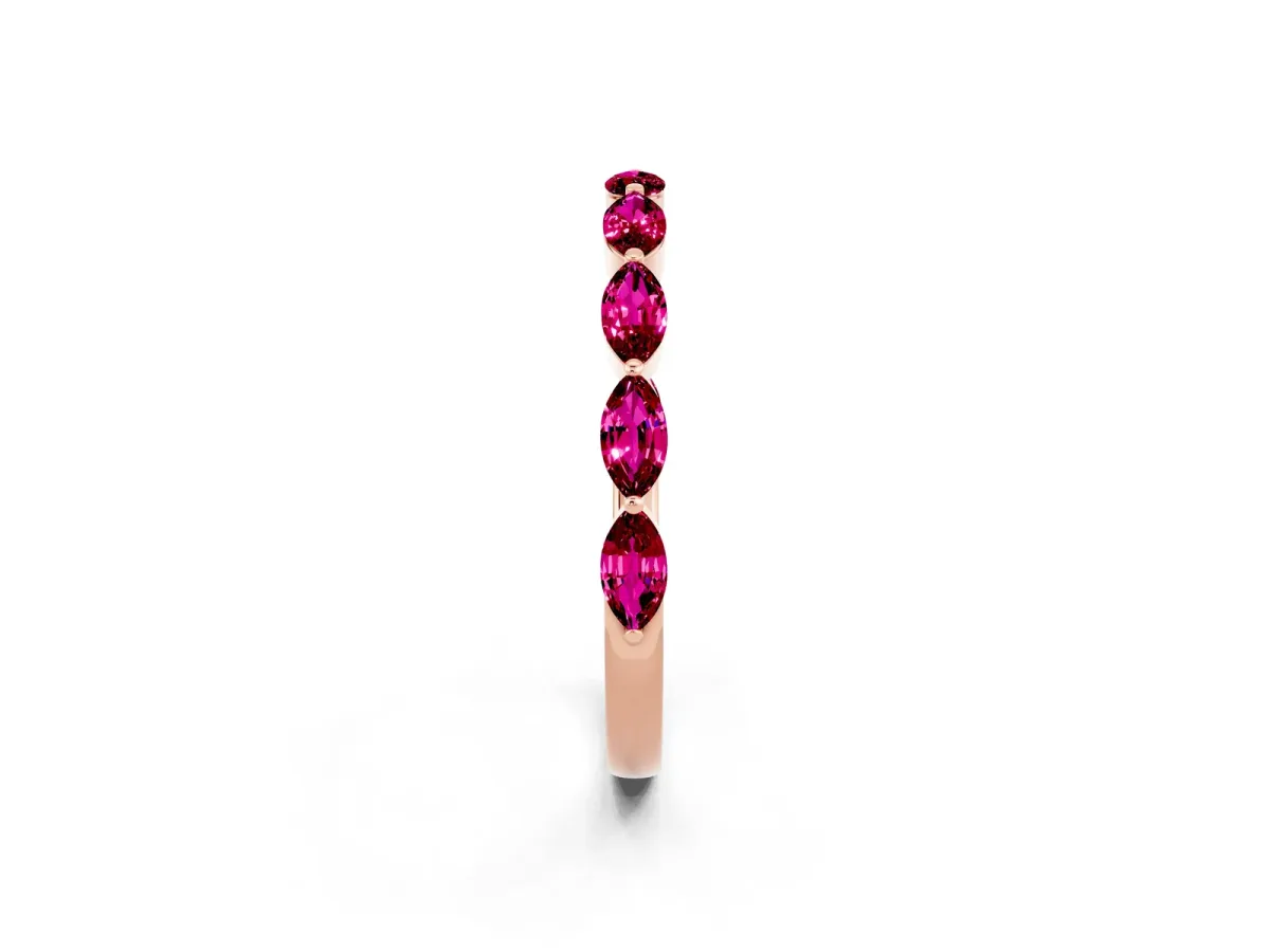 Marquise Garnet Half Eternity Band with Prong Setting Rose gold