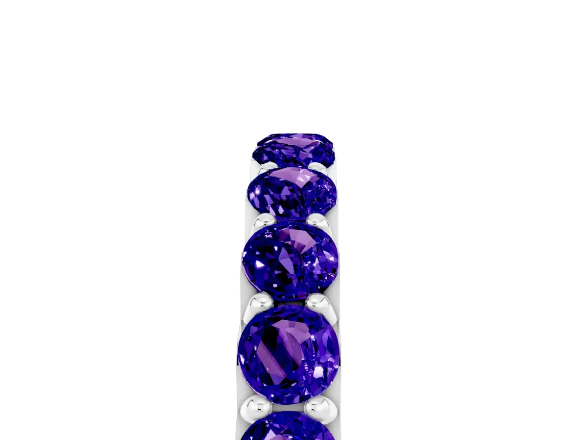 Round Tanzanite Half Eternity Band with Classic Prong Setting Silver