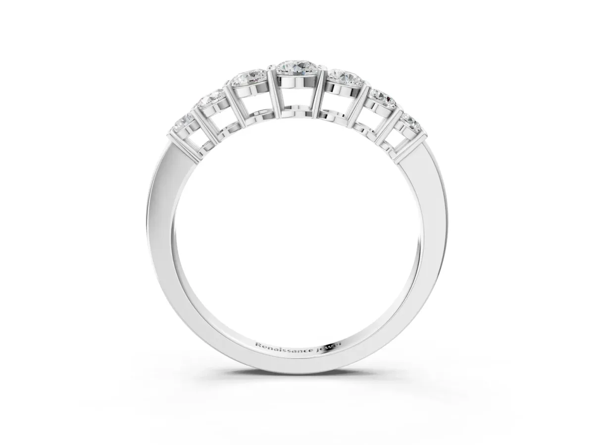 Round Diamond Prong-Set Half-Eternity Band Silver