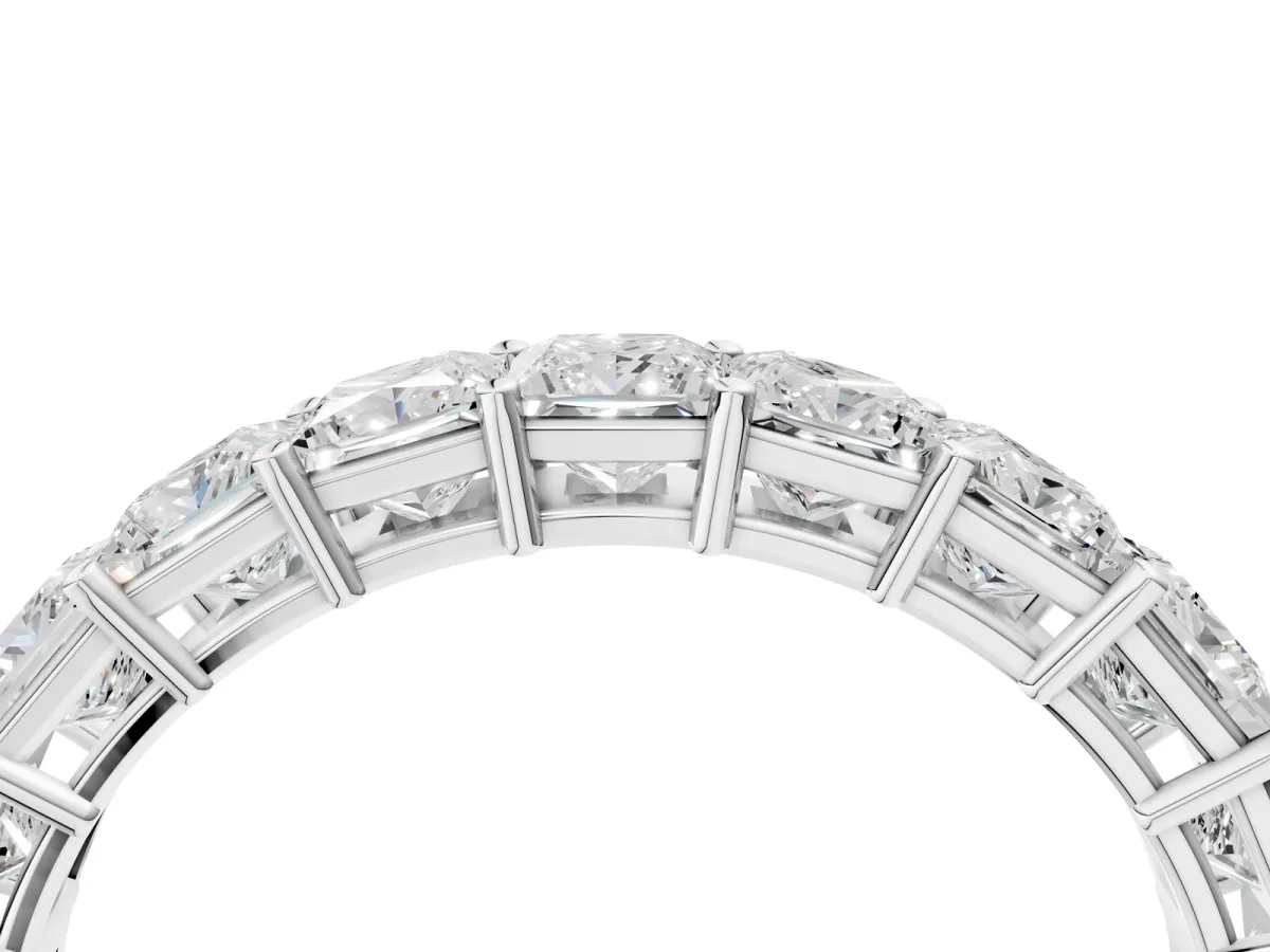 Princess Cut Half Eternity Band with Shared Prong Setting Silver