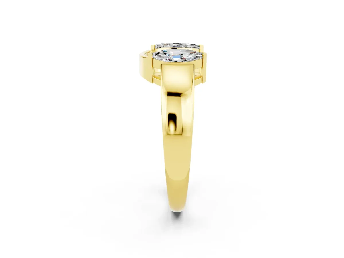 Marquise Moissanite Open Band Ring with Tension Setting Yellow gold