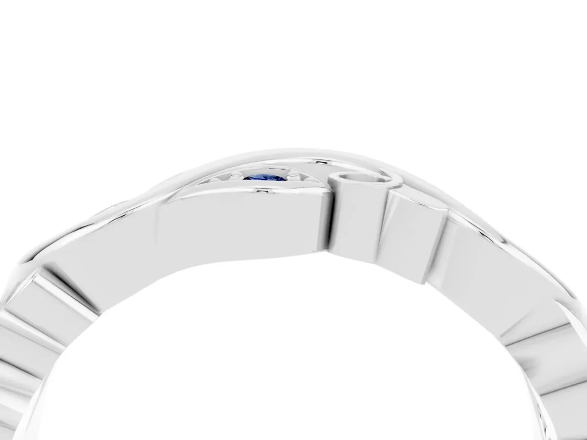 Marquise Blue Sapphire Vine Eternity Band with Bezel Setting White gold