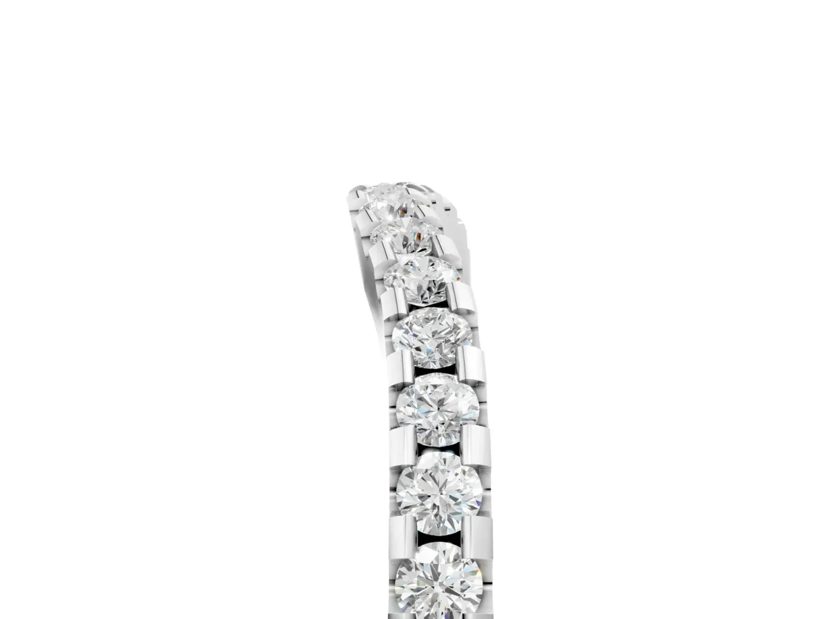 Pavé Round Diamond Curved Wedding Band Platinum