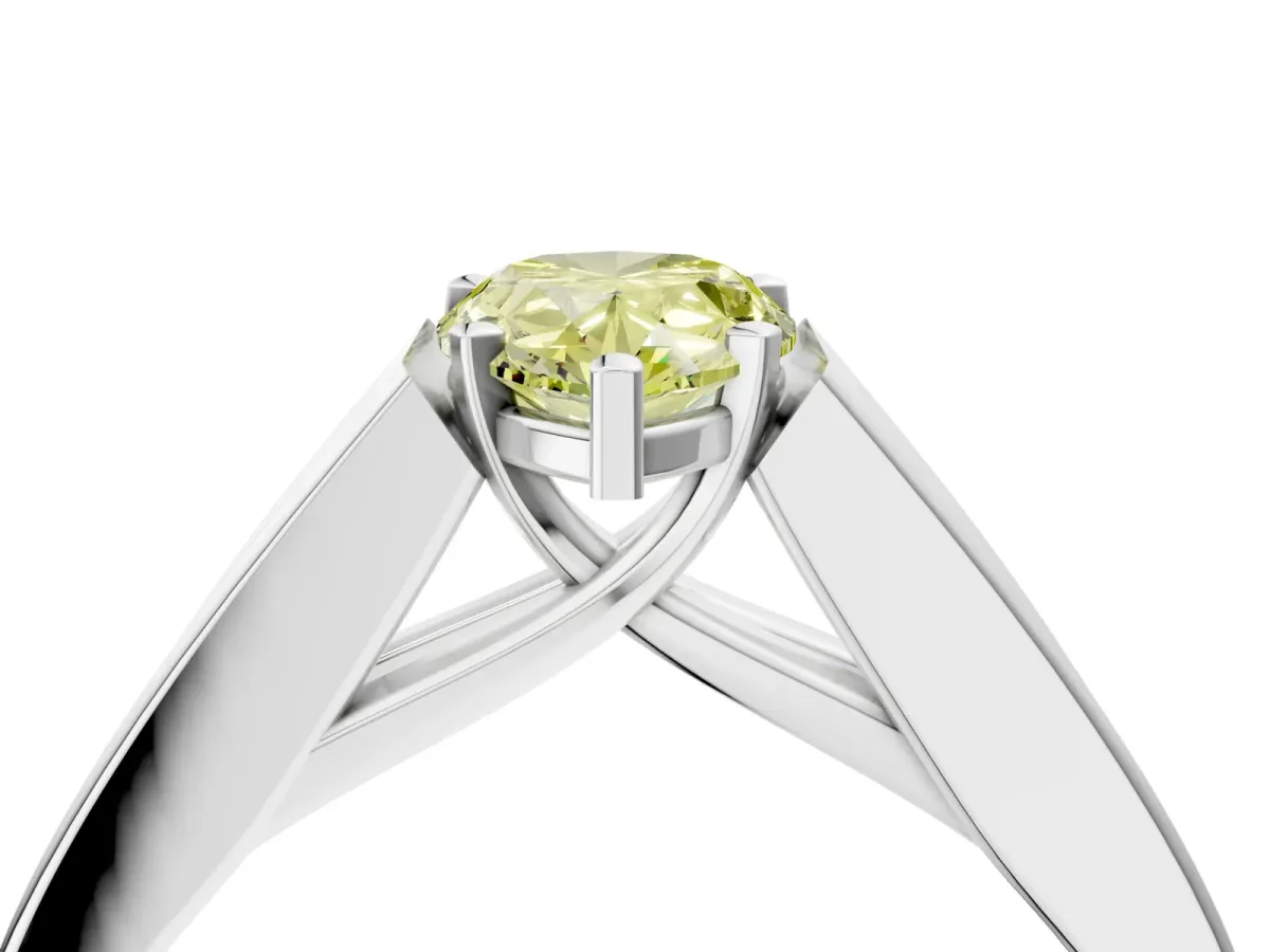 Fancy Yellow Pear Cut Cut Channel Set Solitaire Ring with Four-Prong Setting Silver
