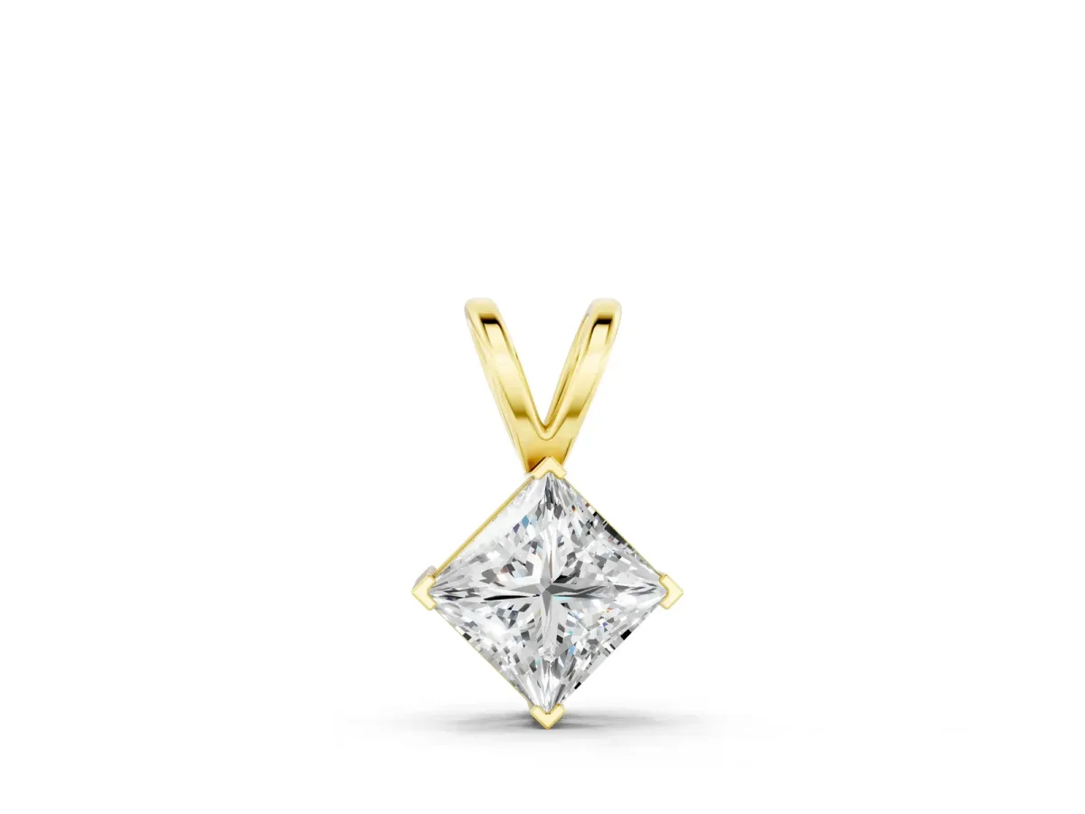 Princess Cut Bezel Set Pendant Yellow gold