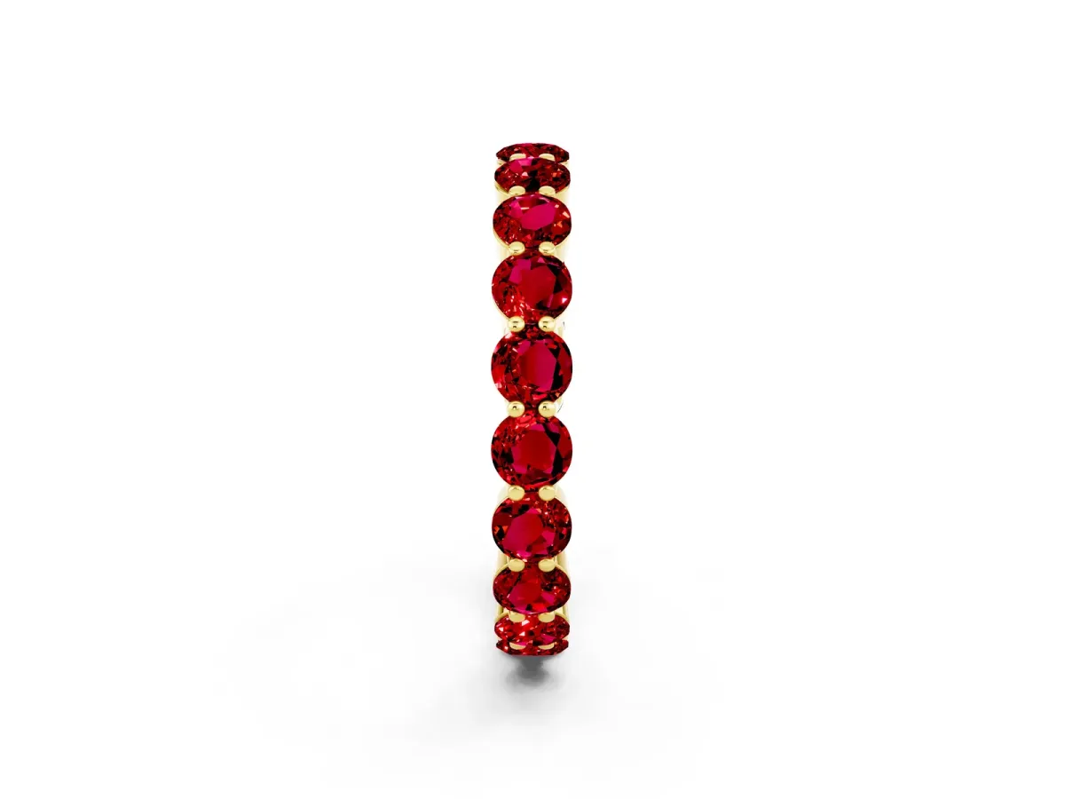 Round Ruby Eternity Band with U-Prong Setting Yellow gold
