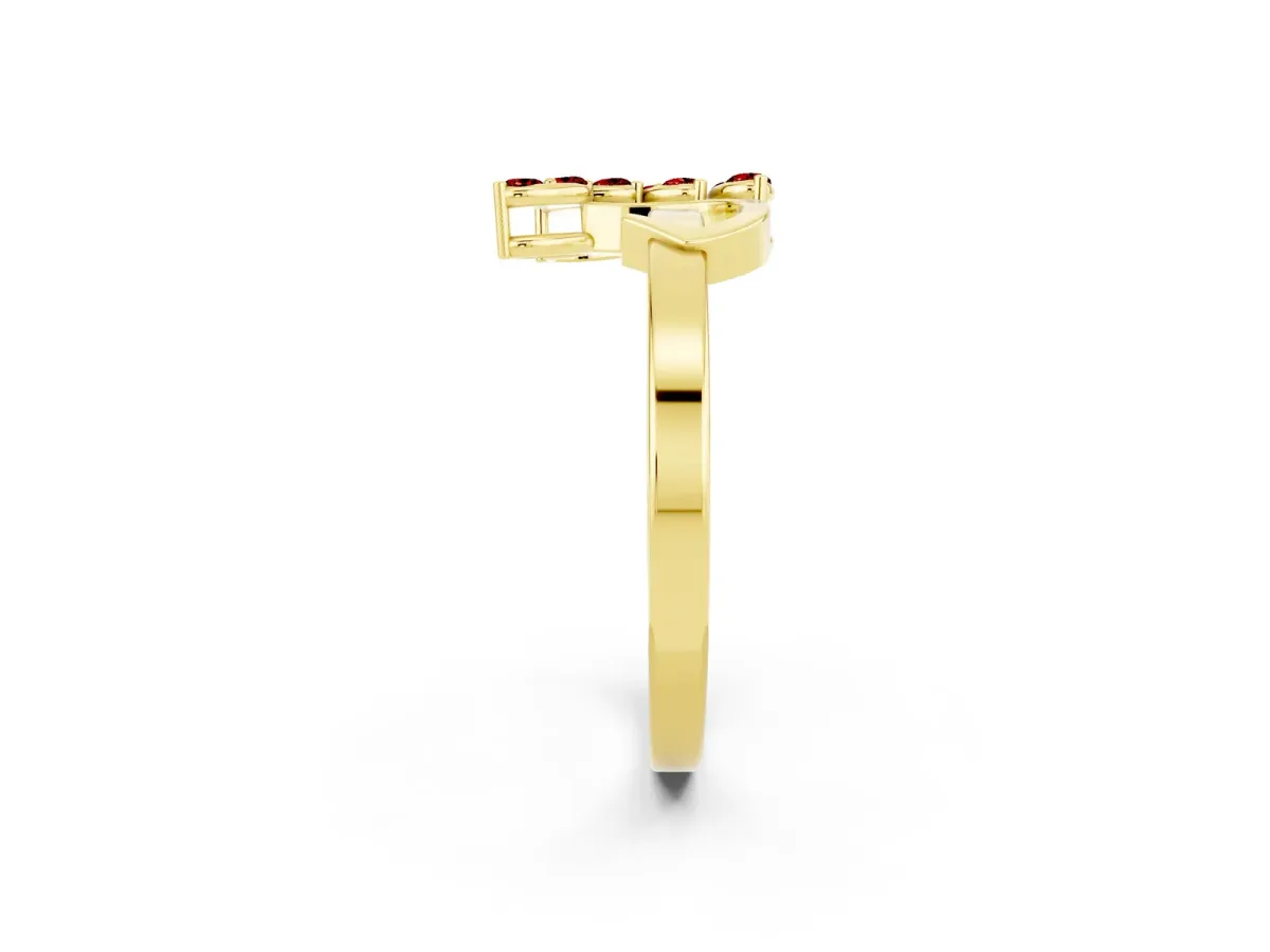 Marquise Ruby Cluster Bypass Ring with Prong Setting Yellow gold