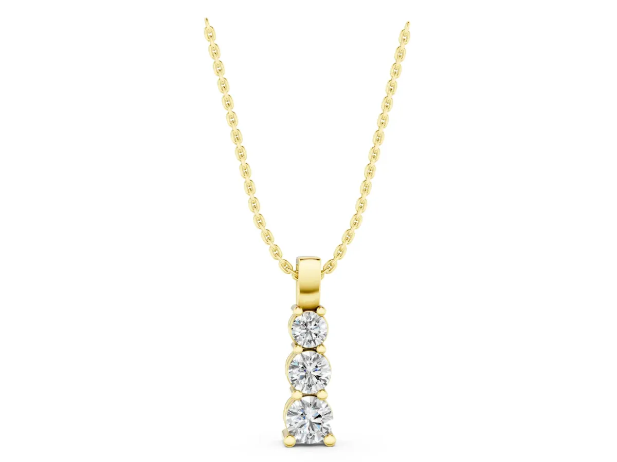 Round Diamond Vertical Prong Pendant Yellow gold