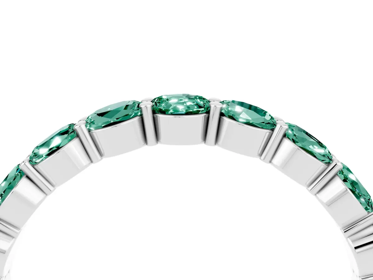Round Green Sapphire Eternity Band with U-Prong Setting Silver