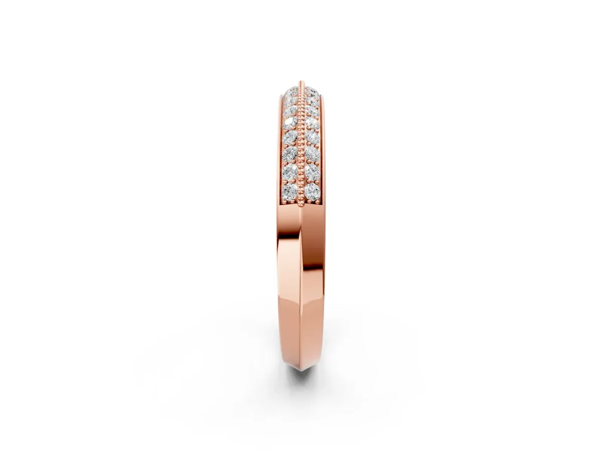 Round Diamond Pave Eternity Band with Milgrain Edging Rose gold