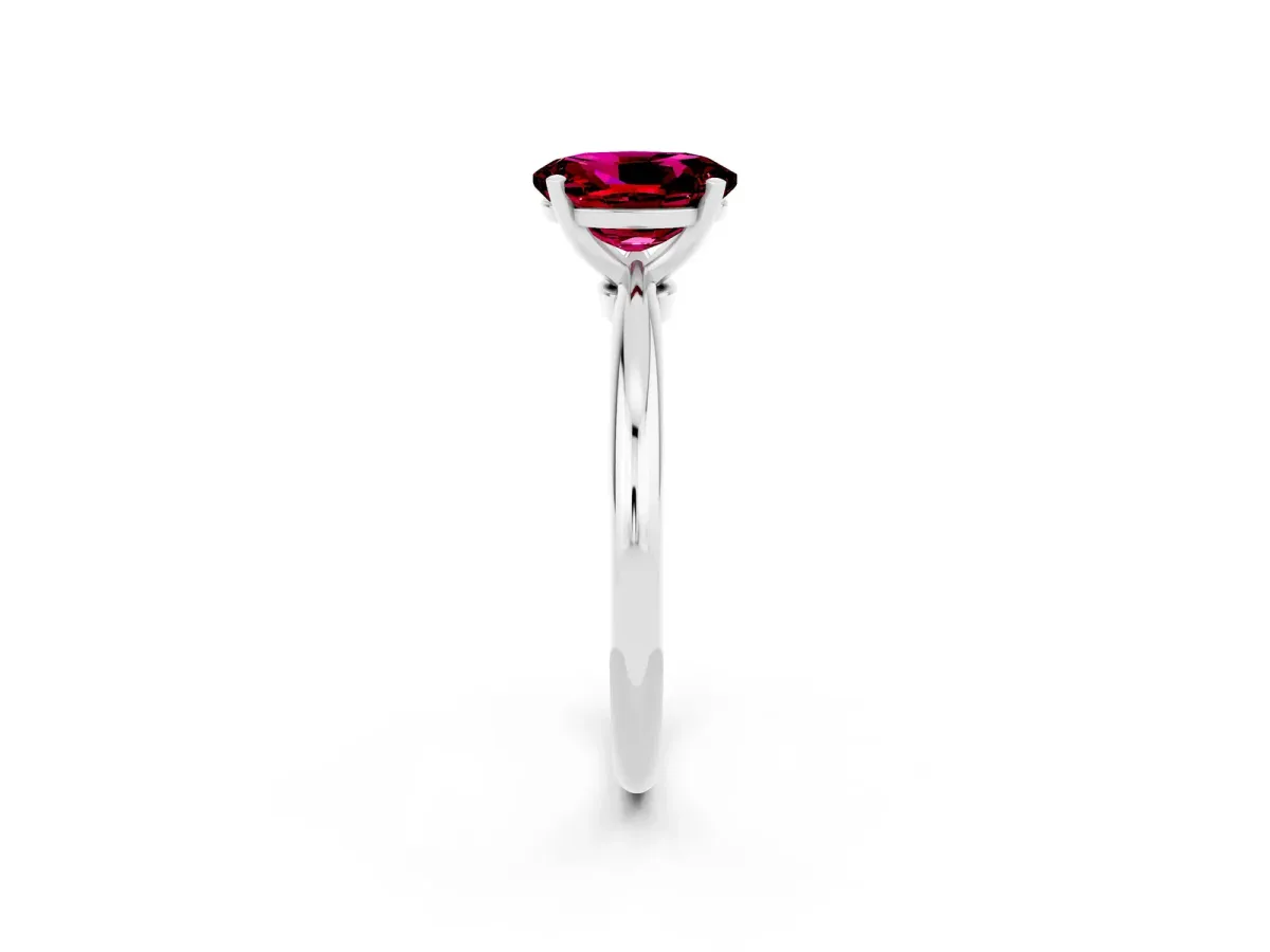 Oval Cut Garnet Solitaire Ring with Six-Prong Setting and Classic Band Silver