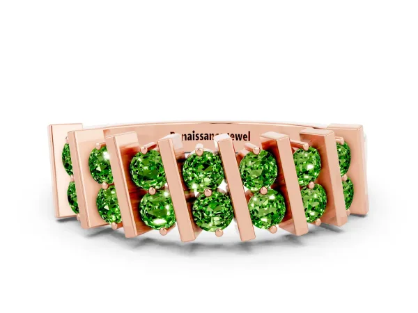 Channel Set Round Peridot Anniversary Band with Vertical Prongs Rose gold