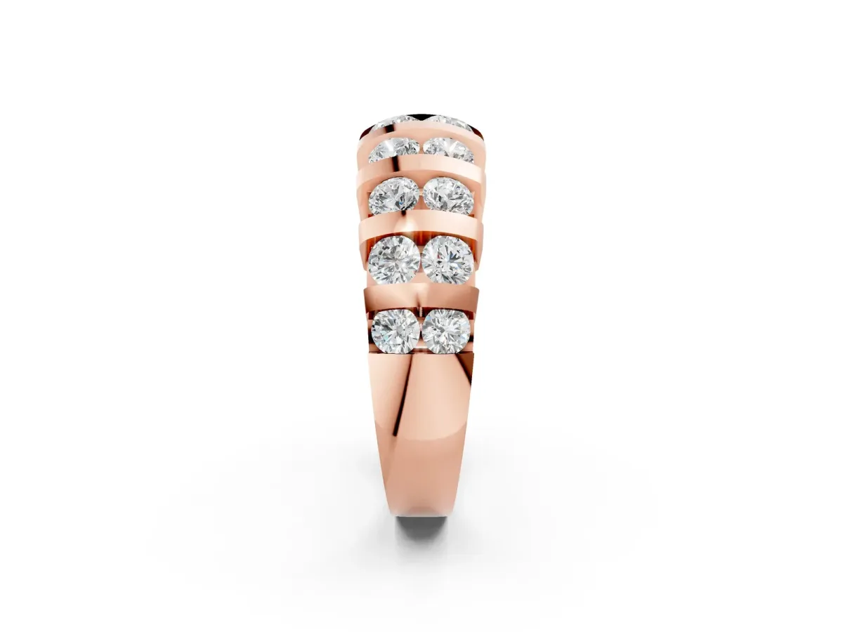 Channel-Set Round Diamond Multi-Row Band Rose gold