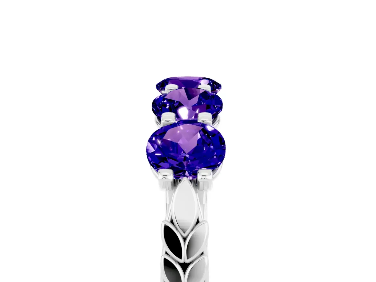 Five-Stone Round Tanzanite Prong-Set Band Silver