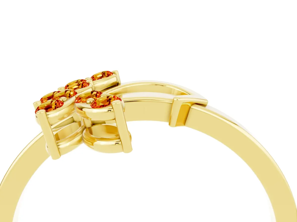 Marquise Citrine Cluster Bypass Ring with Prong Setting Yellow gold