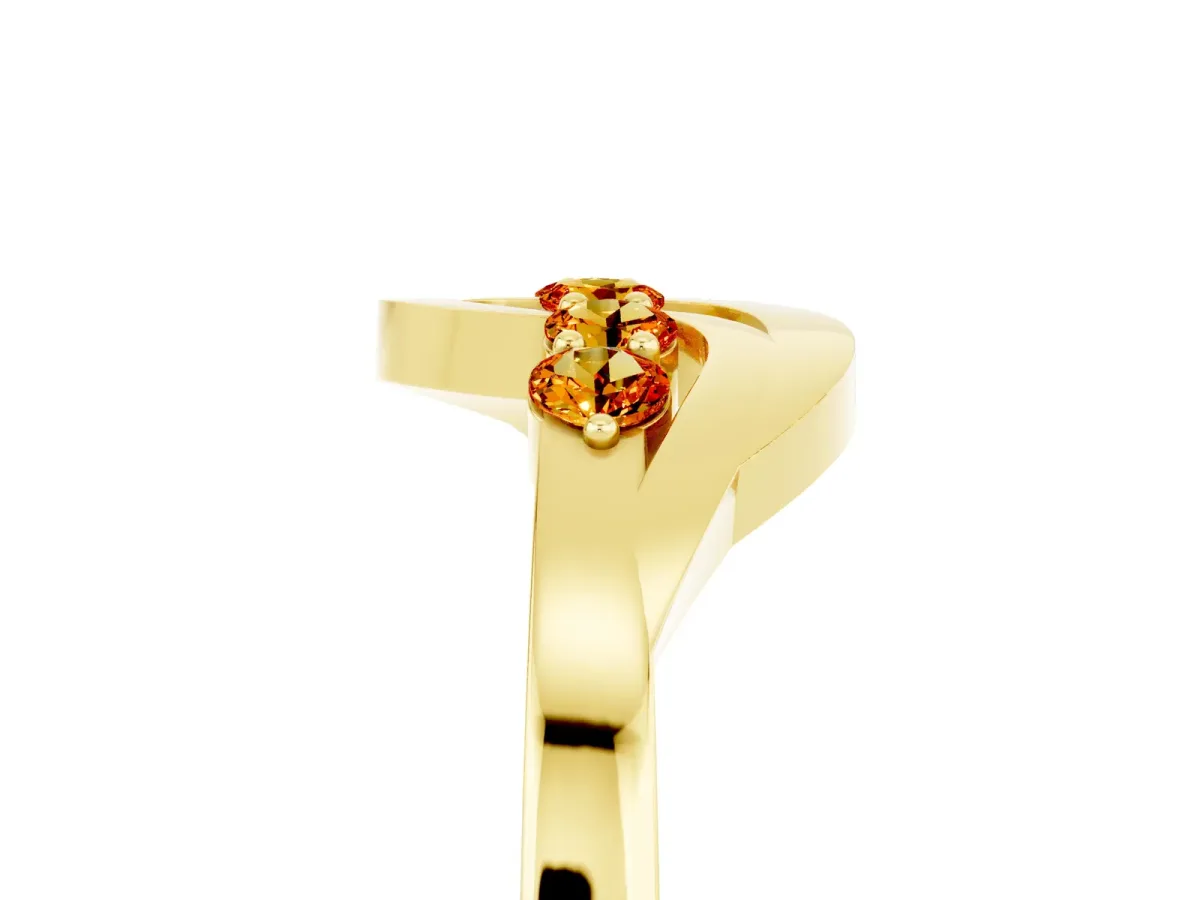 Five-Stone Round Citrine Crossover Band with Prong Setting Yellow gold