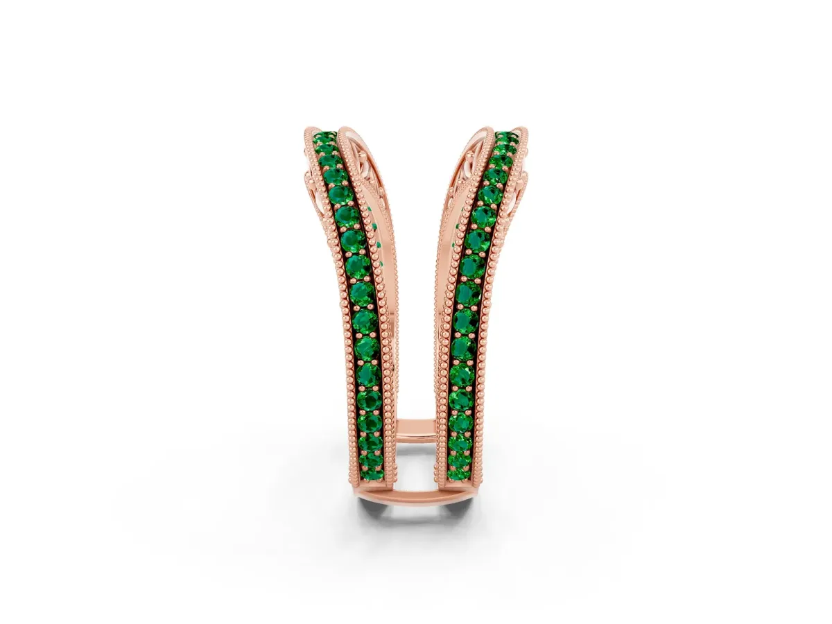 Round Emerald Milgrain Eternity Band with Channel Setting Rose gold