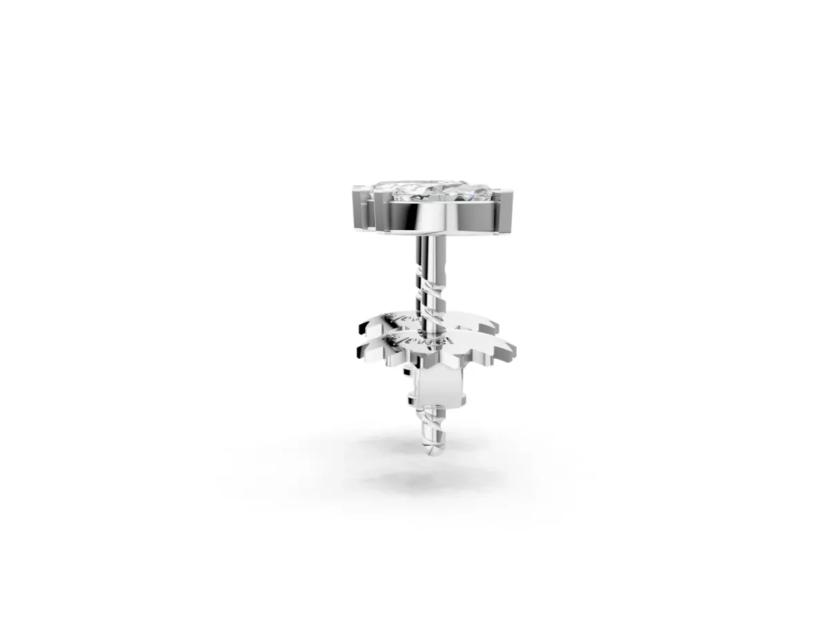 Marquise Diamond Two Stone Stud Earrings Silver