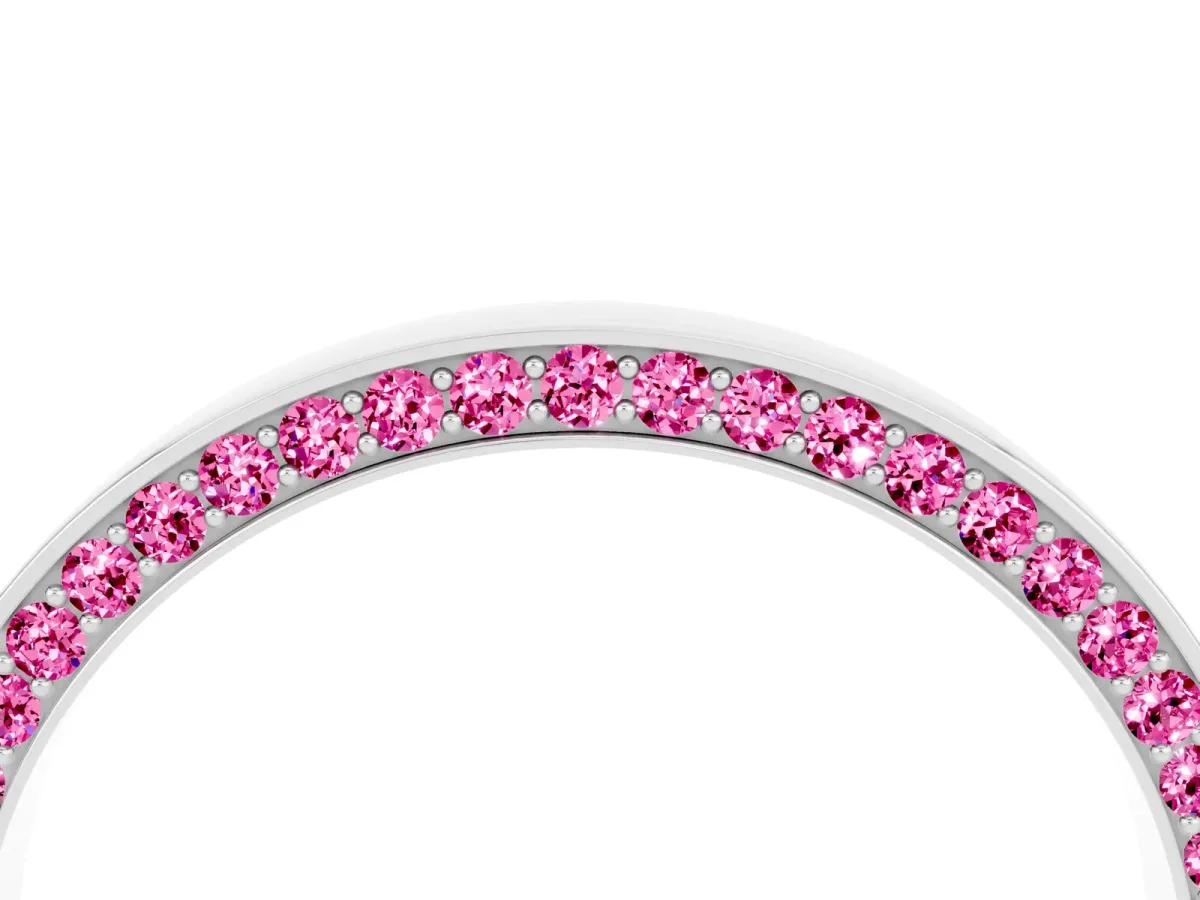 Pavé Round Pink Sapphire Channel Set Band Silver