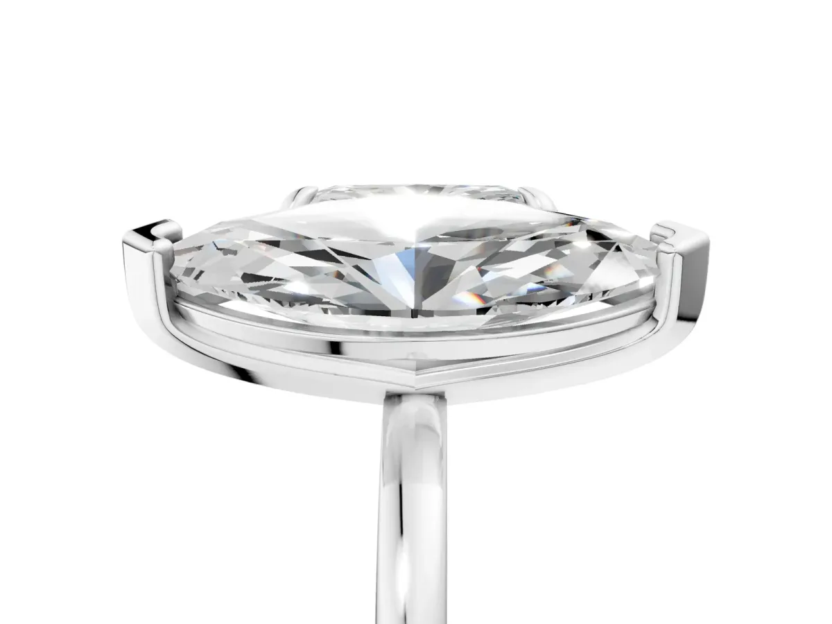 Radiant and Marquise Toi Moi Ring with Prong Setting and Plain Band Silver