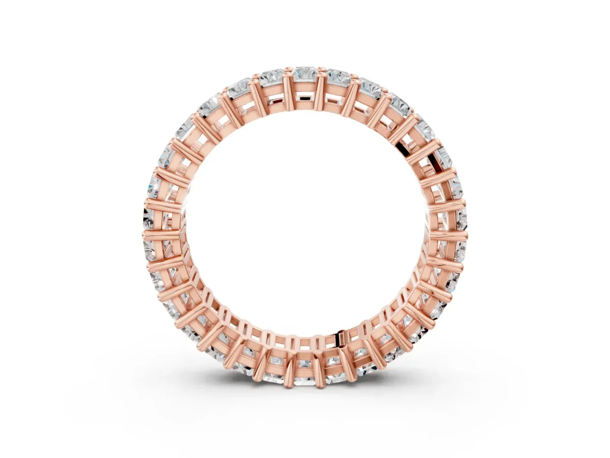 Baguette Cut Eternity Band with Shared Prong Setting Rose gold