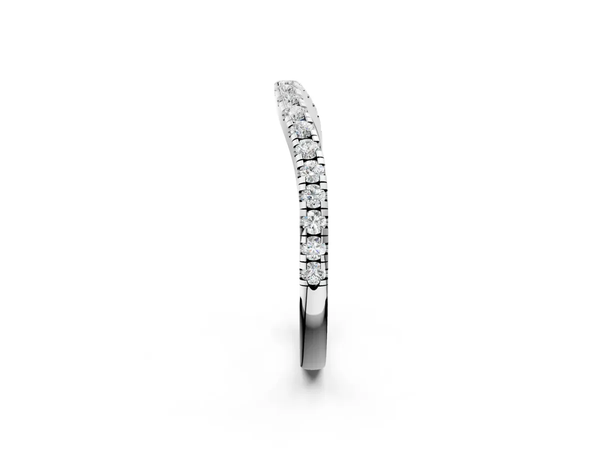 Round Diamond Pavé Half Eternity Band with Shared Prong Setting Platinum