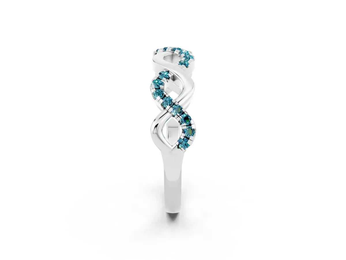 Twist Infinity Round Blue Topaz Band with Pavé Setting Silver