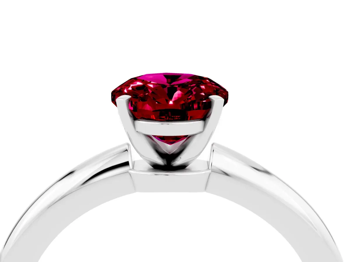 Oval Cut Garnet Solitaire Ring with Six-Prong Setting and Classic Band Silver