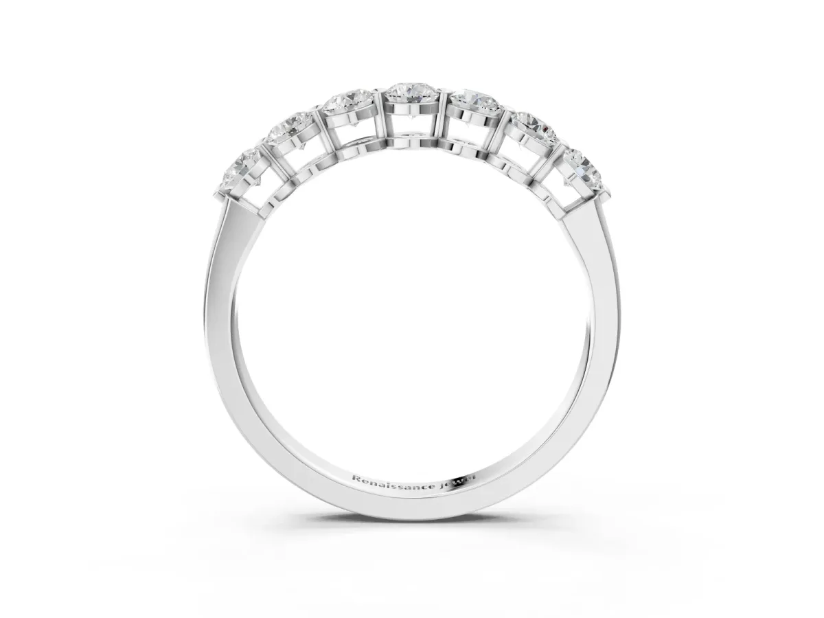 Round Cut Diamond Prong Set Half Eternity Band Platinum