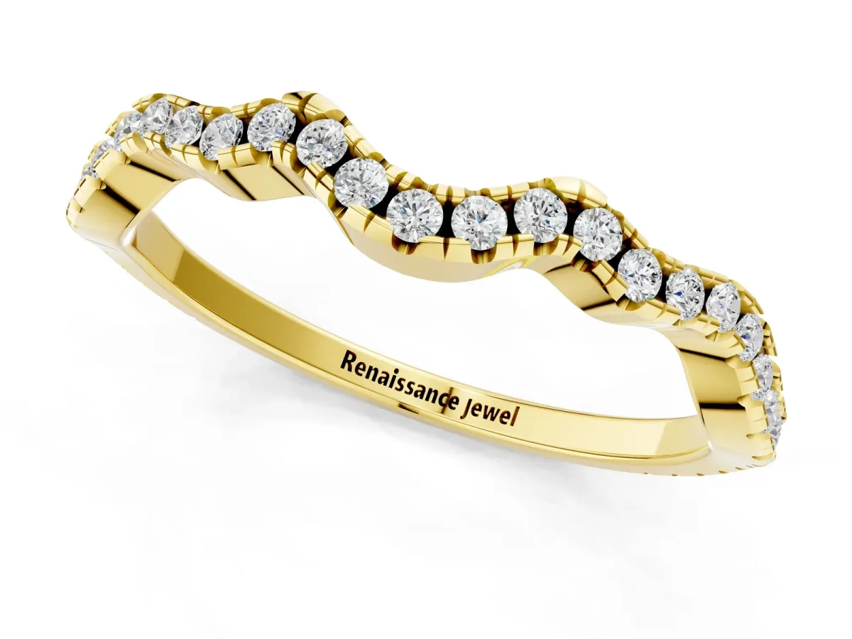 Pavé Round Diamond Curved Eternity Band Yellow gold