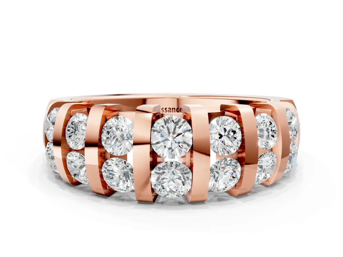 Channel-Set Round Diamond Multi-Row Band Rose gold