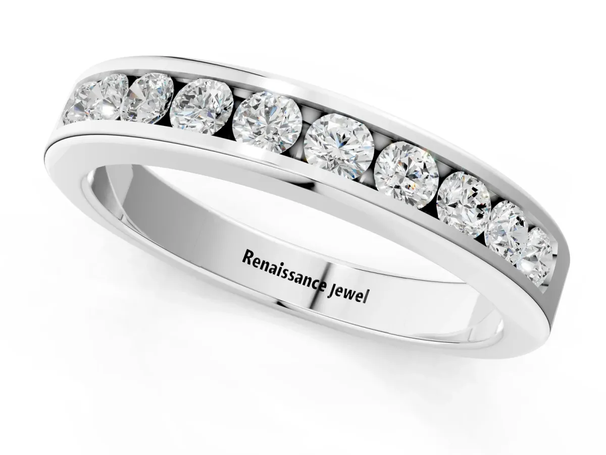 Channel-Set Round Diamond Eternity Band Silver