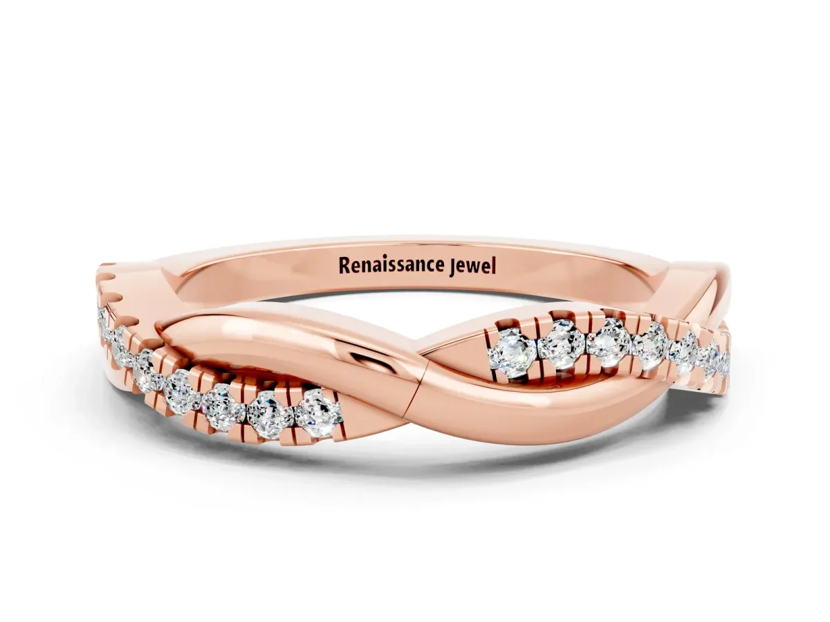 Round Moissanite Twisted Infinity Band with Prong Setting Rose gold
