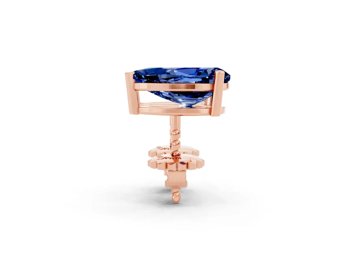 Pear Cut Blue Sapphire Stud Earrings Rose gold