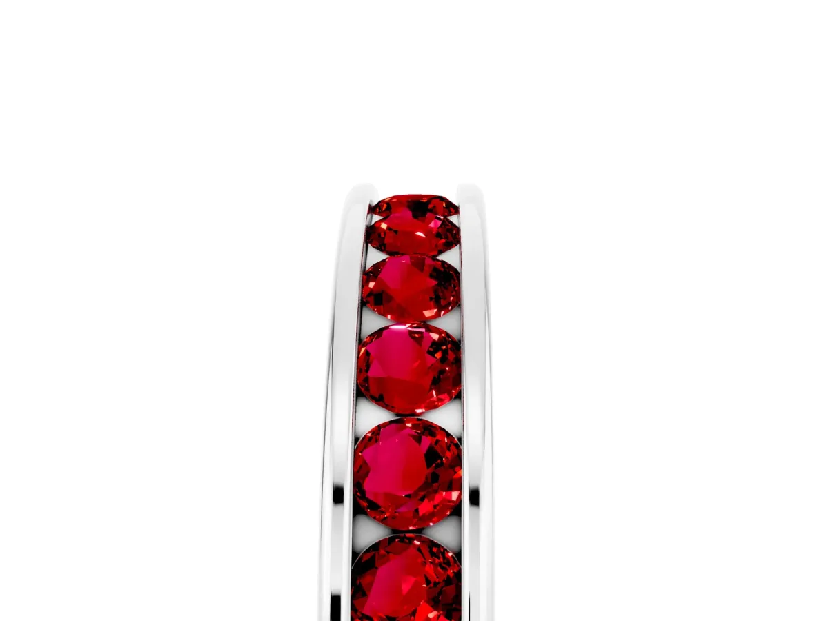 Channel Set Round Ruby Eternity Band Silver