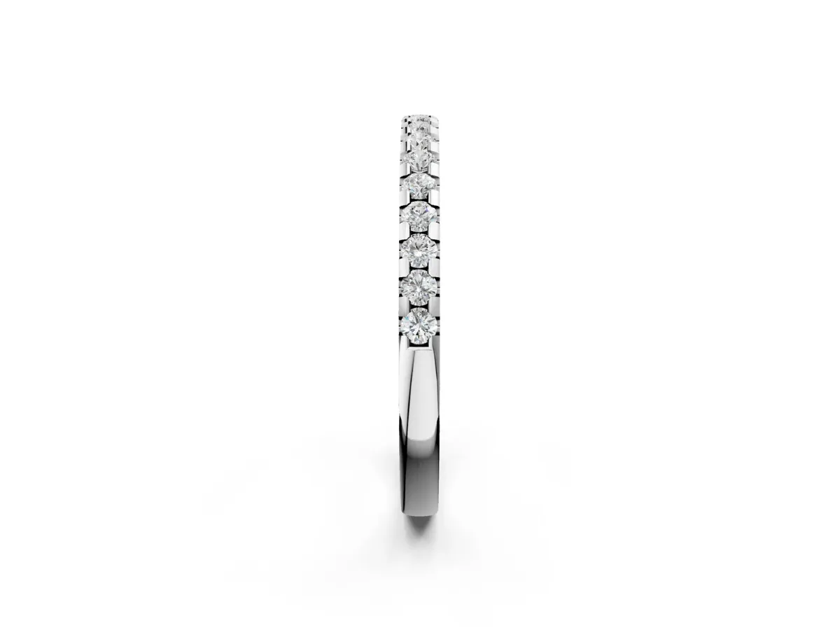 Round Diamond Pavé Set Eternity Band with Micro Prong Setting Silver